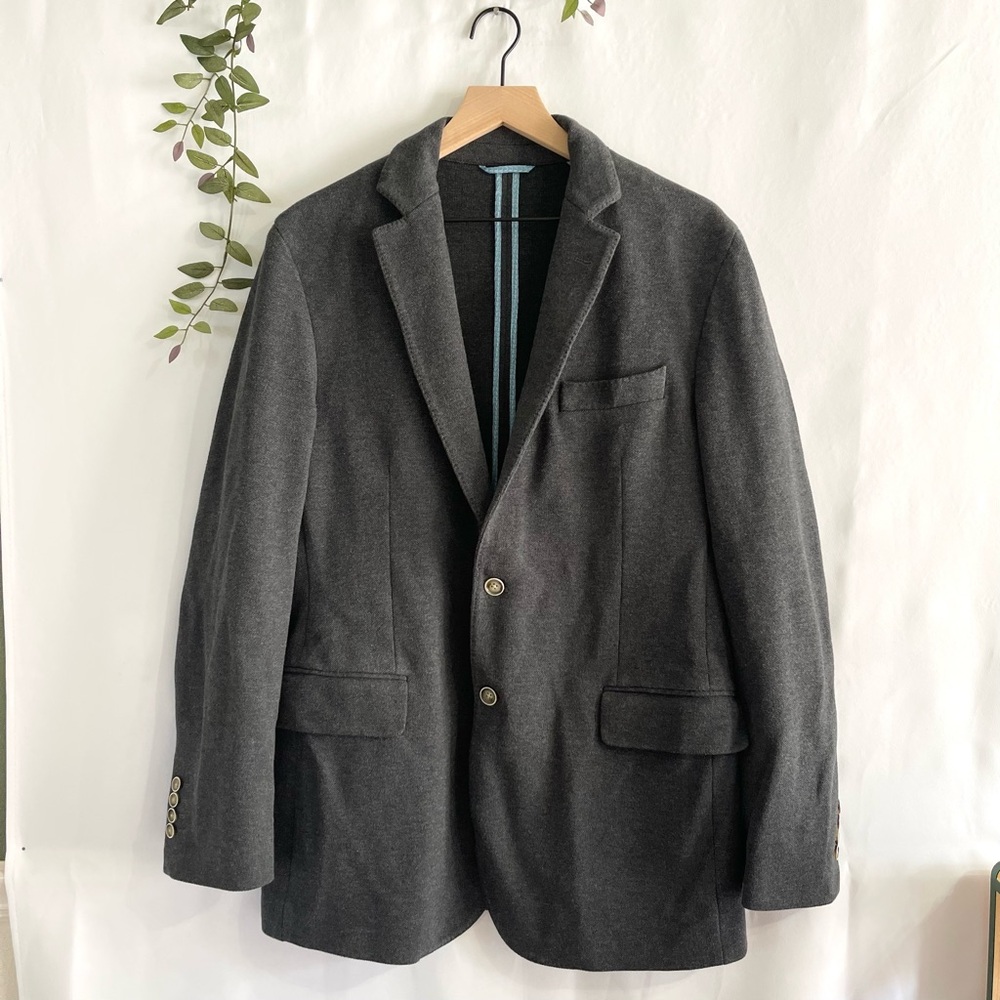 Vineyard Vines Pique Knit Blazer Grey Charcoal 42L Casual Stretch Soft
